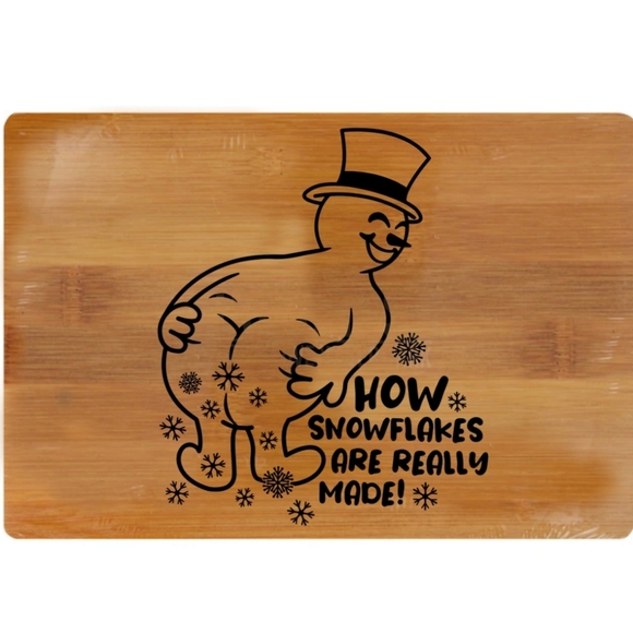Snow man snow flakes cutting board - Picture 1 of 2